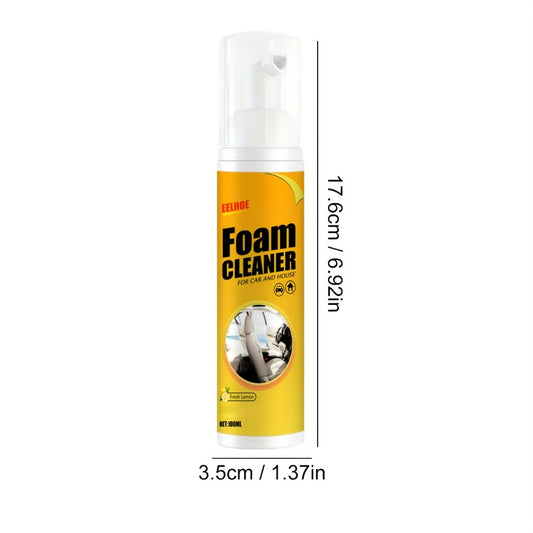 Car Interior Foam Cleaner Spray Kit 6.76oz | Multi-Surface Auto Detailing Cleaner for Dashboard Steering Wheel Seat Plastic Panel | Wash-Free Decontamination Foam with Sponge & Towel Set