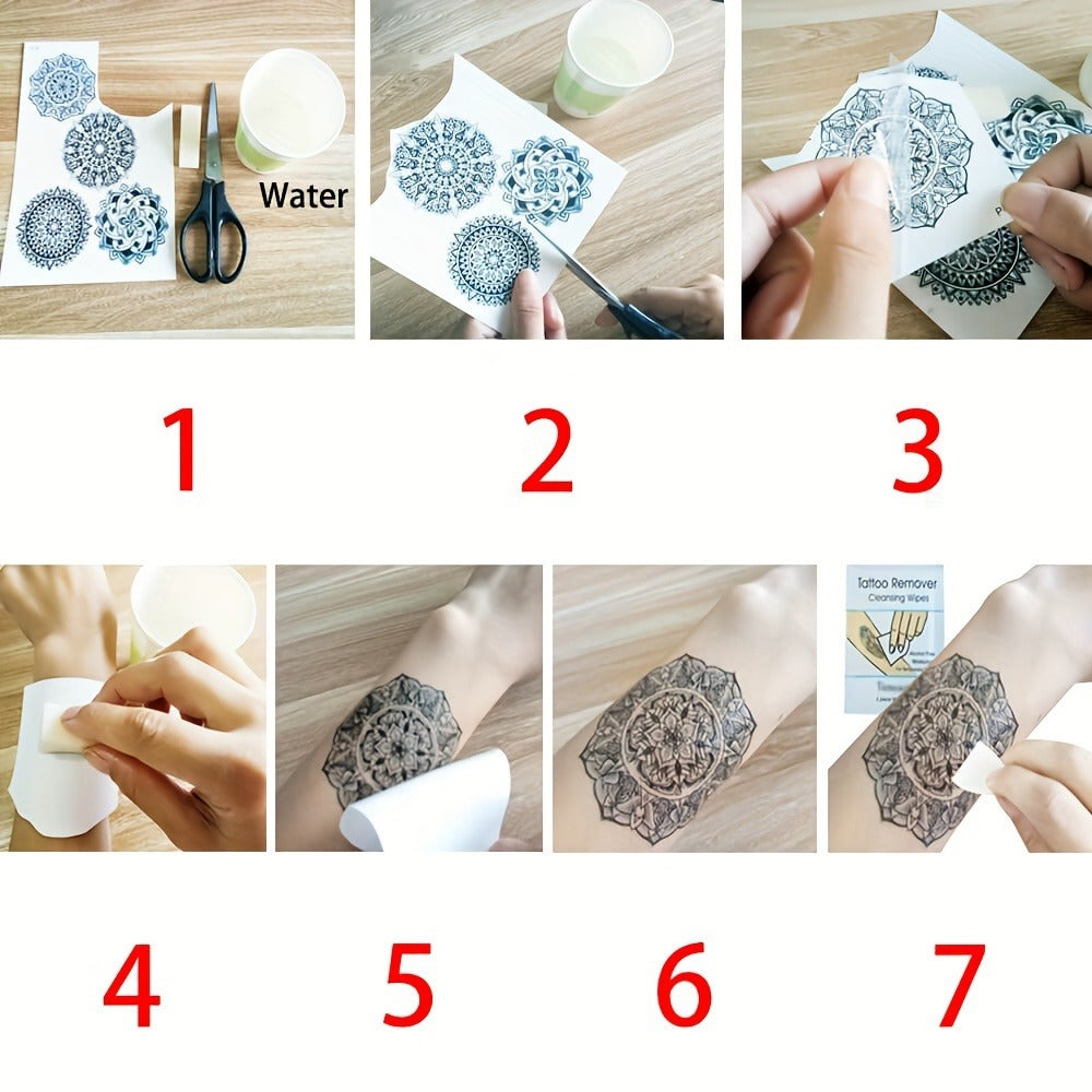 Floral Temporary Tattoos for Women 44-Pack | Realistic Butterfly Snake Half Arm Body Art Stickers | Large & Small Sheets Waterproof Long-Lasting Fake Tattoo | Black Flower Design Set for Adults Teens
