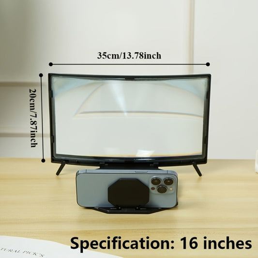 16 Inch Screen Magnifier for Phone HD Curved 3000:1 Contrast 108° Wide Angle – Foldable Stand Eye Protection Mobile Amplifier for Movies Gaming Family Viewing, Universal iPhone Android Enlarger Gift