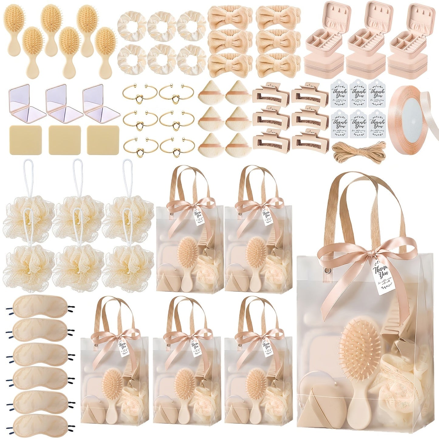 Party Favor Set for Women 74pcs – Wedding & Bridal Shower Gift Pack with Headbands, Bracelets, Jewelry Boxes, Mirrors & Beauty Accessories, Christmas Holiday Gift Bag for Her, Game Winner Prize