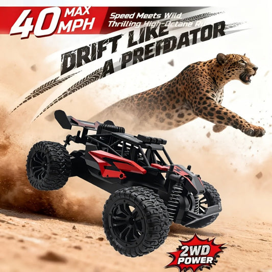 RC Monster Truck 1:18 Scale Alloy 2.4GHz Off-Road Remote Control Car with LED Headlights & All-Terrain Tires, High Speed 33KM/H – Birthday Gift for Kids Boys Girls Adults Ages 6+