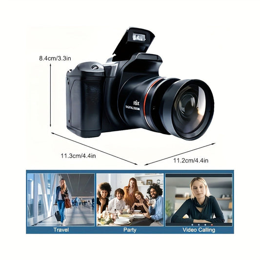 1080P Mini Digital Camera for Photography Vlogging 2.4" LCD 16x Zoom 9.88mm Wide-Angle Lens Compact Travel Camera with 32GB Memory Card Included Cool Gift