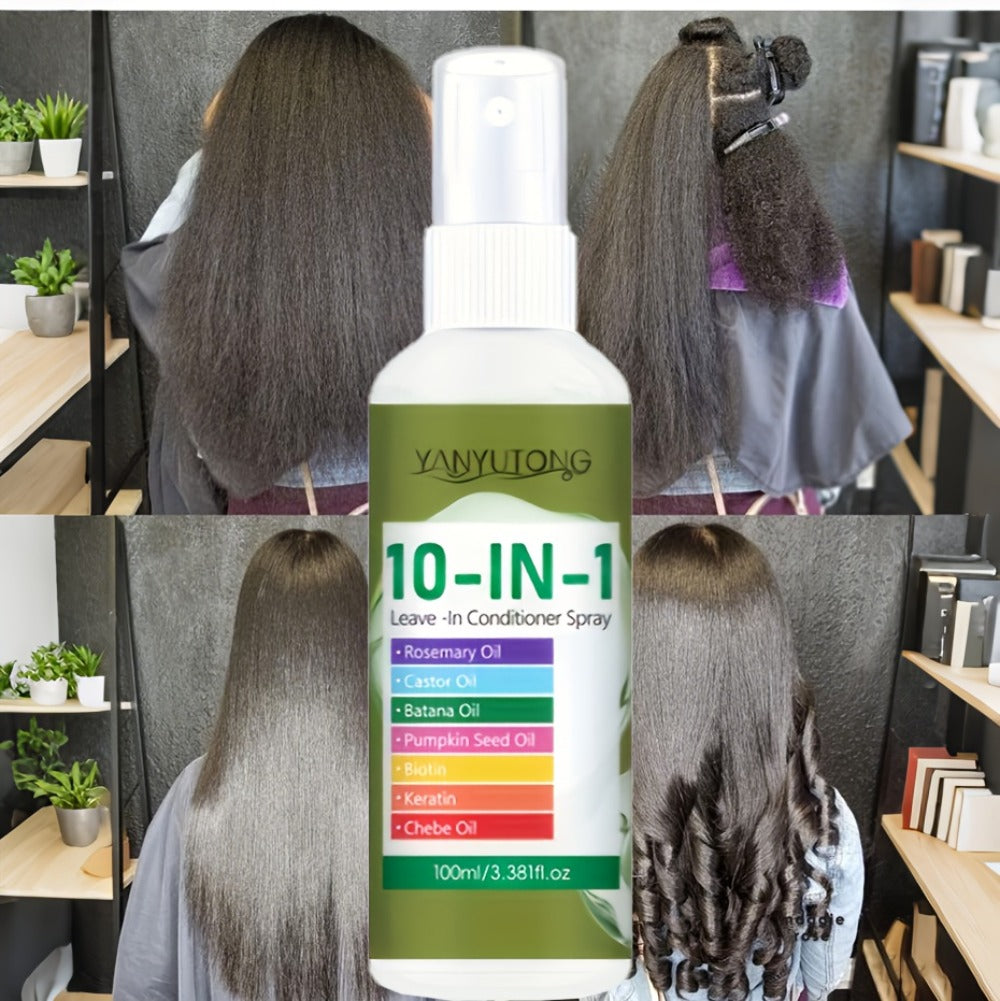 10-in-1 Hair Treatment Spray 100ml with Argan Oil Batana and Rosemary - Anti-Breakage Split End Repair Frizz Control Shine Boost Leave-In Spray for Dry Damaged Hair Women and Men