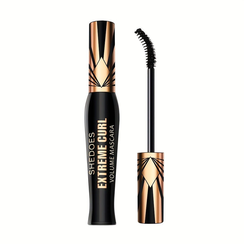 Waterproof Mascara Set 2Pcs Lengthening Volumizing Thick Curly Lashes Natural Extension Long-Lasting Smudge-Proof Crown Mascara for Women All-Day Wear