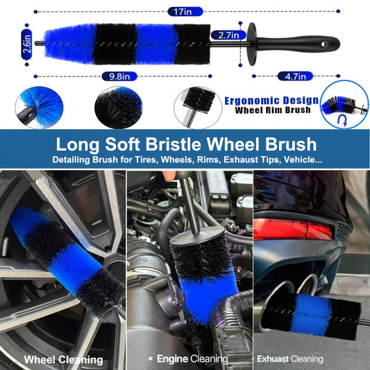 26-Piece Car Detailing Kit – Complete Car Cleaning Brush Set with Drill Brushes, Wheel Brush, Wash Mitt, Cleaning Gel & Squeegee for Interior, Exterior & Wheels