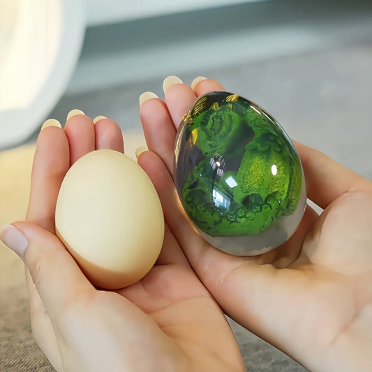 Dragon Egg Statue Crystal Transparent Resin Dinosaur Egg Figurine Handcrafted Collectible for Fantasy Lovers Home Decor Shelf Display Birthday Gift