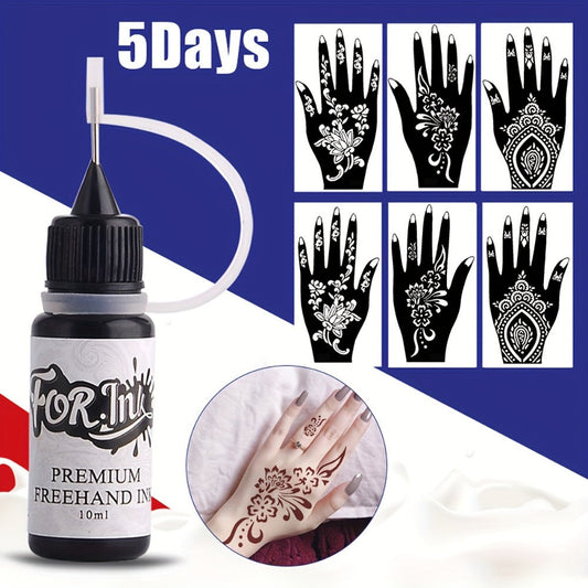Fake Freckles Jagua Gel Kit Semi-Permanent Temporary Tattoo Ink — 3 Brown & Red Ink Bottles, 6 Stencils & Gloves for Freehand Body Art, Weddings, Festivals & Halloween