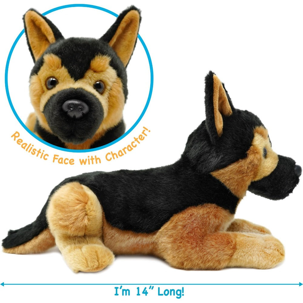 Stuffed Animal Gretchen German Shepherd in 15-Inch Scale with Realistic Seated Dog Design and Soft Fabric