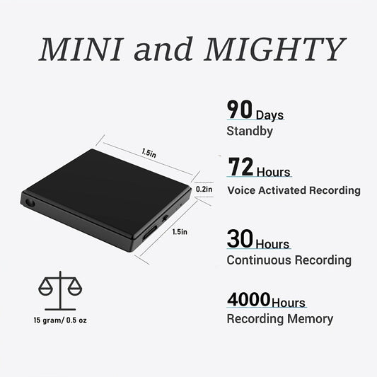 Voice Activated Recorder with AI Noise Reduction, 3072Kbps HD Audio Quality, 64GB Storage Up to 4000 Hours, Magnetic Mini Spy Recorder for Lectures Meetings Interviews Journalists Students