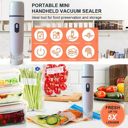 Handheld Vacuum Sealer Machine for Food Storage Portable Food Vacuum Preservation Device with 15 or 30 Vacuum Bags – Powerful Compact Vacuum Sealing Machine for Freshness