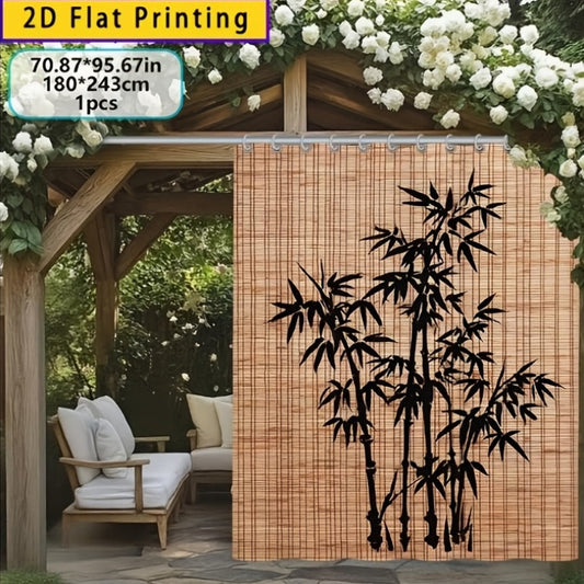 Blackout Curtains Chinese Bamboo Pattern Privacy Panels for Patio Balcony Garden Courtyard Tea Room Outdoor Indoor Minimalist Zen Decor