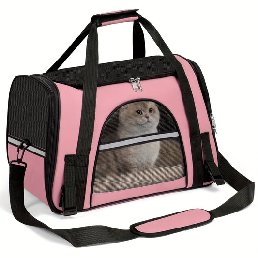 Foldable Cat Carrier Backpack | Airline Approved Collapsible Pet Travel Bag for Cats & Dogs, Spacious Ventilated Design, Anti-Escape Secure Zipper, Car-Friendly Breathable Cage, 6 Colors Available