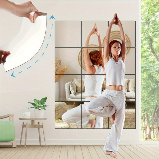Mirror Wall Stickers 12 Inch – Set of 12 Acrylic Reflective Decals for Living Room, Bedroom, Kitchen, Office & Wedding Decor, Easy Install