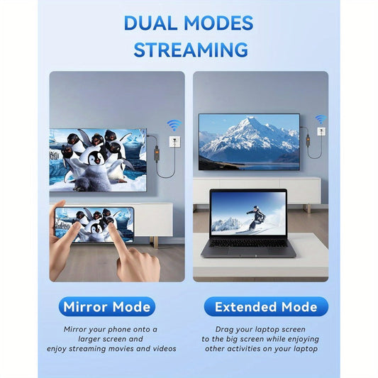 AirPlay Miracast Screen Mirroring Dongle 1080P - Wireless HDMI Display Adapter for iPhone Android Mac Windows PC to TV Projector, 5GHz WiFi, Plug and Play, No App Required, DLNA Streaming Stick