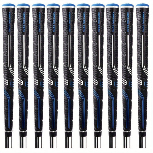 Oversized Golf Grips 10-Pack | Jumbo Blue Soft Rubber Anti-Slip Golf Club Grips for Iron & Wood Clubs – Ergonomic Precision Control Design for All Skill Levels with Custom Texture & Enhanced Durability
