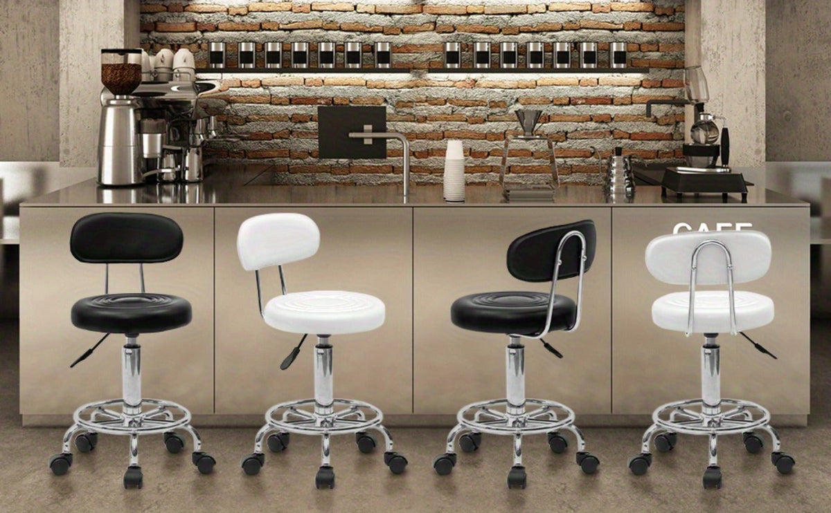Adjustable Height Bar Stool with Backrest & 360° Swivel - Modern Counter Stool Rotating Chair for Kitchen
