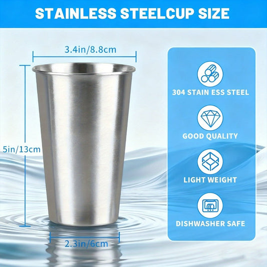 Stainless Steel Pint Glasses 12 Pack 16oz – Unbreakable Metal Drinking Cups, Commercial Grade Stackable Barware, Dishwasher Safe Rustproof Beer Cocktail Glasses for Bar Restaurant Outdoor Camping Party
