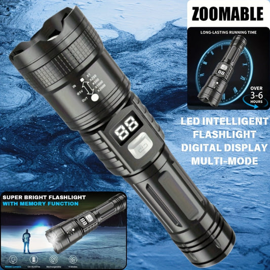 Flashlight Rechargeable 4-Piece Zoom Set with Digital Displays, USB Charging and IP65 Rating
