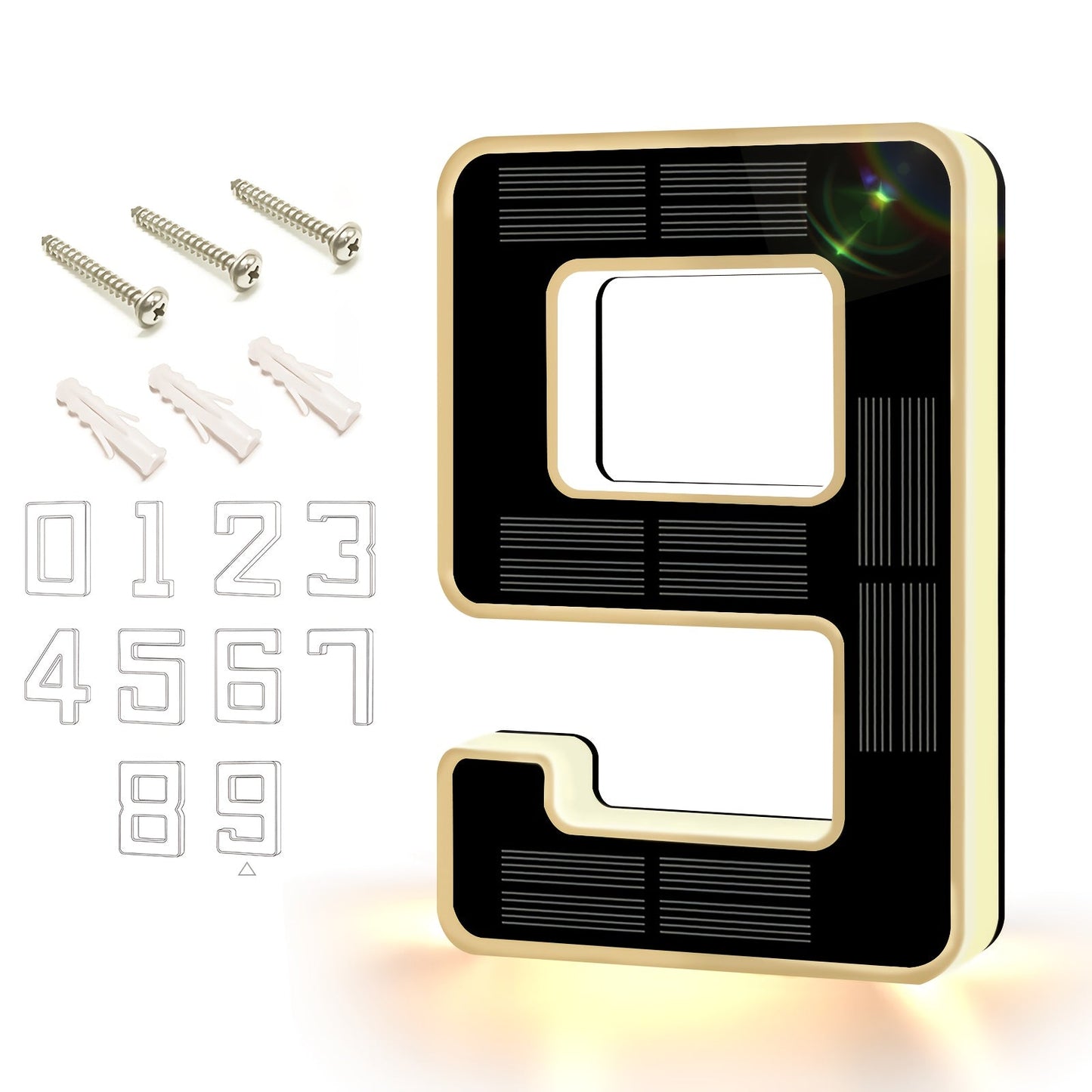 LED Solar House Number Light 6.7 Inch Wall Mounted – Smart Sensor Illuminated Address Number for Home Decor, No Wiring Energy-Saving Solar Powered Outdoor Light