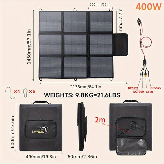 Foldable Solar Panel 120W 200W 300W 400W 22.5% High Efficiency Monocrystalline Portable Outdoor for Garden, Pathway and Patio Lighting