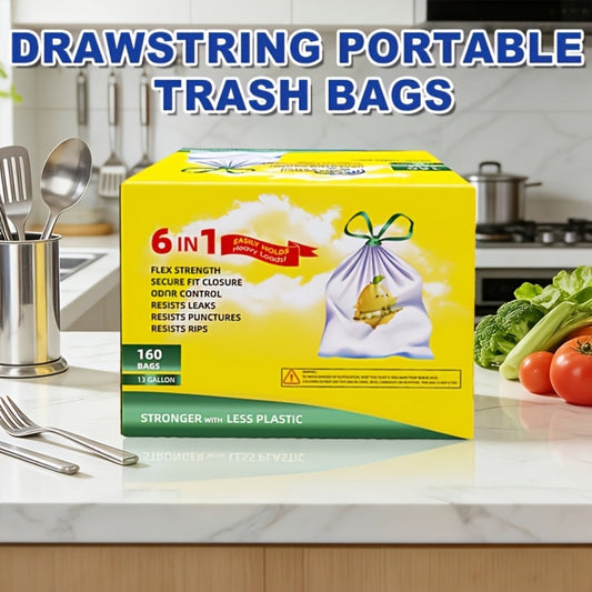 13 Gallon Trash Bags Heavy Duty Tear-Resistant Drawstring Garbage Bags with Fresh Lemon Scent Thickened Kitchen Trash Bags for Home Office Outdoor 75 Count or 160 Count Disposable Waste Bags