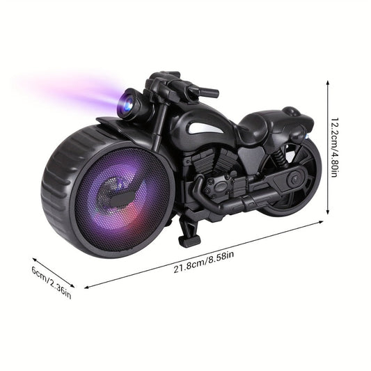 Retro Motorcycle Bluetooth Speaker Portable Wireless Stereo with RGB Flashing Lights, FM Radio, USB & TF Card Support, AUX Input, Rechargeable Battery for Home, Outdoor & Car Audio Upgrade