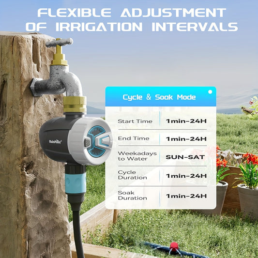 WiFi Garden Watering Timer with Brass Inlet, App & Voice Control, Automatic Irrigation System
