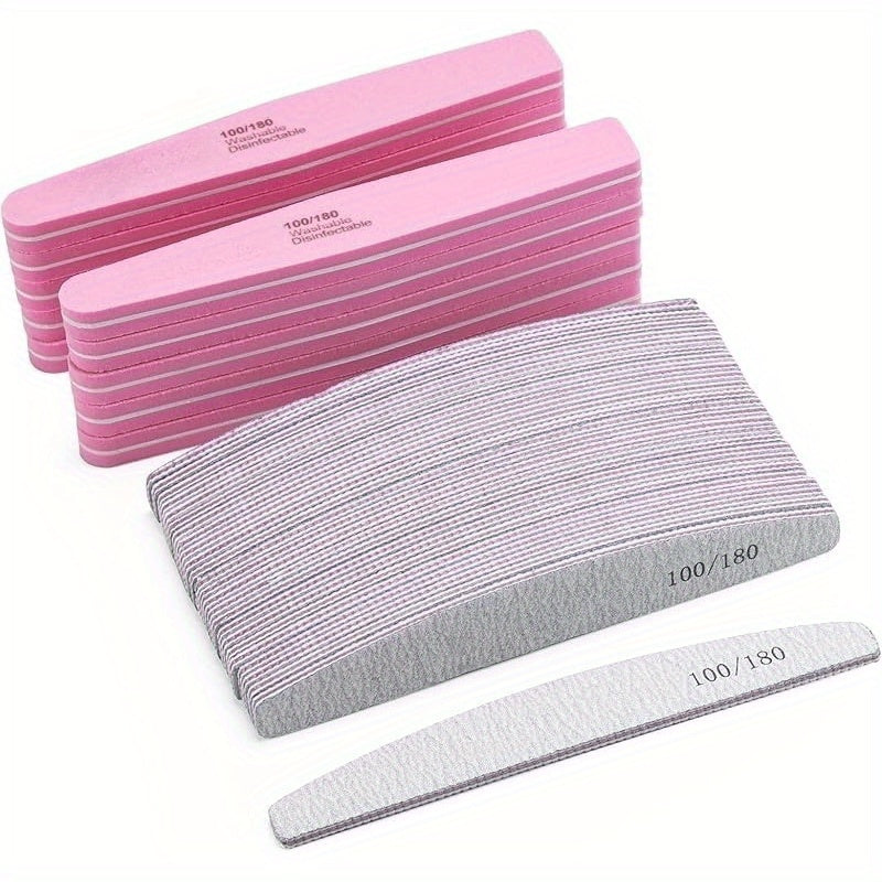 20- or 35-Piece Pink and Purple Nail File and Buffer Set with 100/180 Grit Double-Sided Boards
