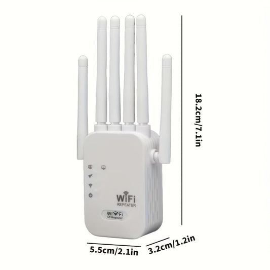 6-Antenna WiFi 6 Range Extender 1200Mbps Dual Band 2.4GHz & 5GHz Mesh Network Booster, One-Click WPS Setup, Full Home Coverage for Smart TV Gaming Console Smartphone Tablet, White
