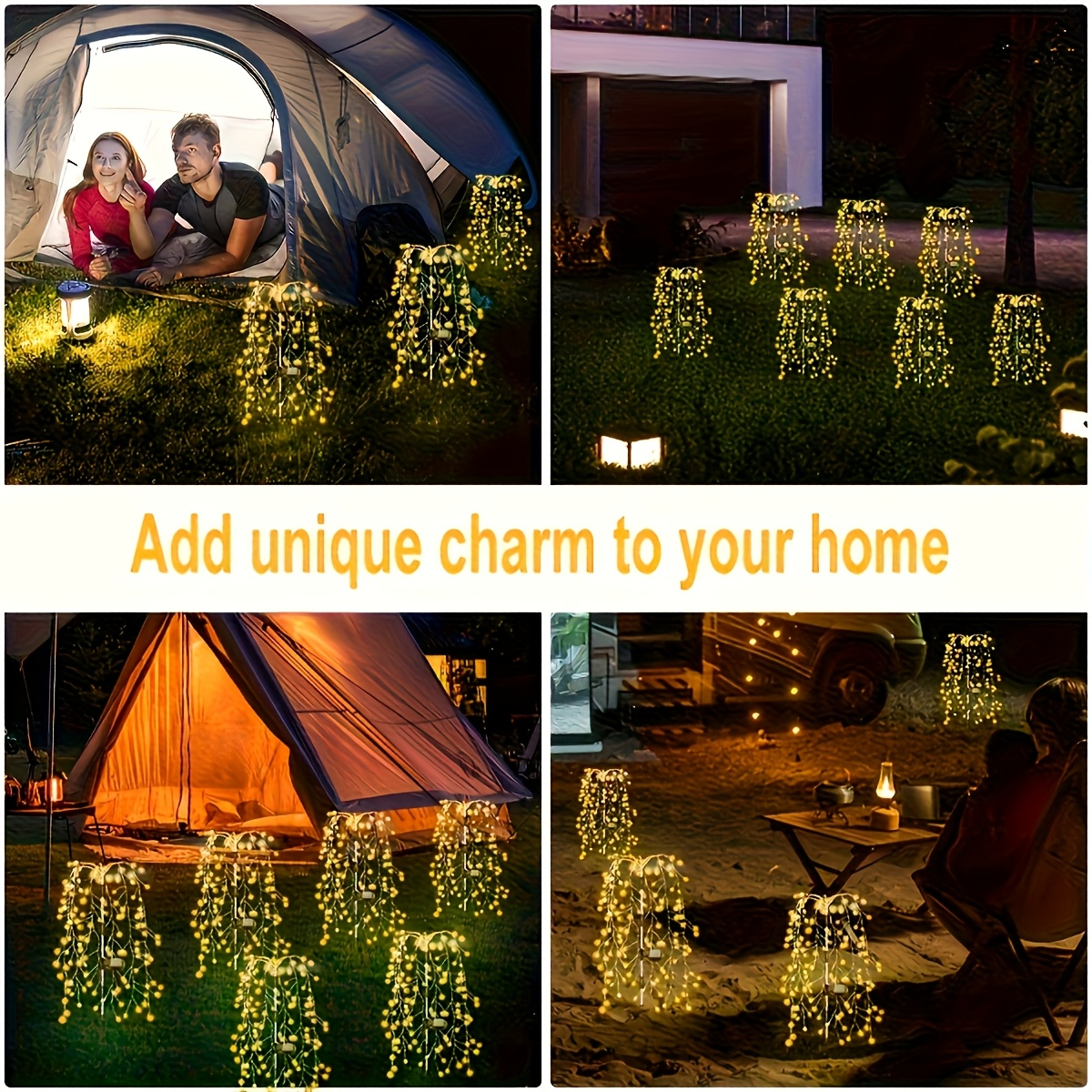 Solar Firecracker Cluster String Lights with 120 LEDs in Warm Color or Multicolor Checkout Options