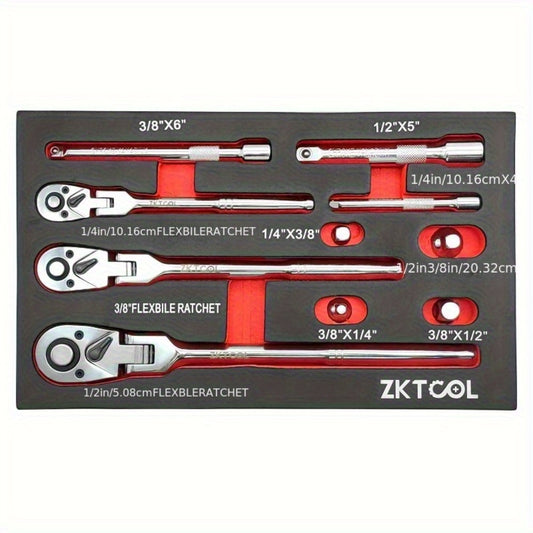 Swivel Head Ratchet Wrench Set – Spring-Loaded Flex Head 1/4" 3/8" 1/2" Drive with Extension Bar, Single or Multi-Pack for Auto & Mechanical Repair