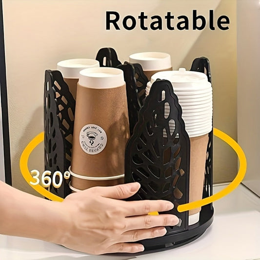 Paper Cup Holder Kitchen Organizer 4-Compartment Rotating Dispenser with Detachable Design in Two Colors
