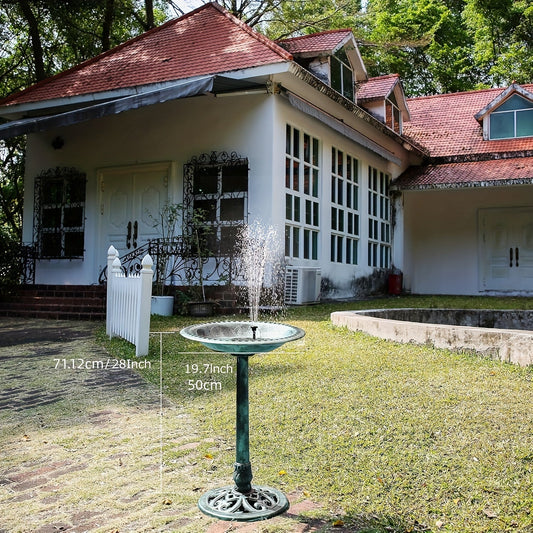 Solar Bird Bath with Fountain – Vintage Polyresin Outdoor Garden Decor