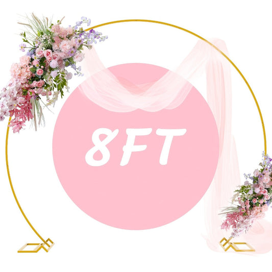 Balloon Arch Stand 8FT Round & Square Background Frame Reusable Event Decoration for Wedding Birthday Valentine's Day Party Christmas Garden Backdrop Photo Booth Decor