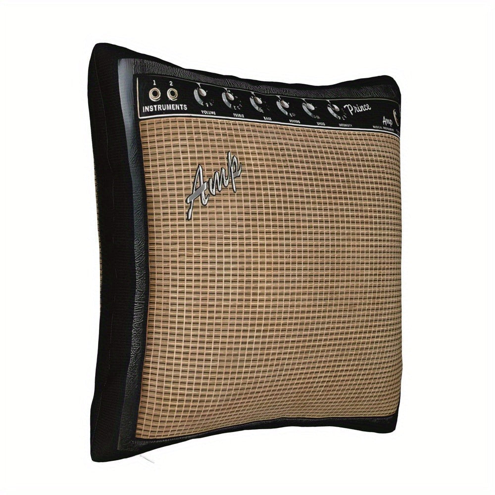 Throw Pillow Cover Guitar Amplifier Music Themed Decorative Cushion Case 18x18 Inch Zipper Polyester Machine Washable Gift for Guitarist Musician Living Room Bedroom Sofa Decor