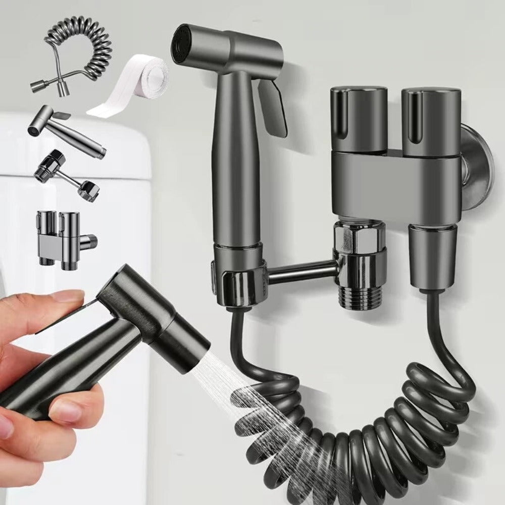 Handheld Bidet Sprayer Kit 6-Piece Wall Mounted Toilet Sprayer Set with Hose & Holder - Adjustable Pressure
