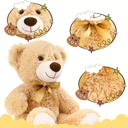 Plush Toy Eight-Pack of 11-Inch Teddy Bears in Dark Brown or Khaki for Events and Favors for Character Display, Room Decor and Gift