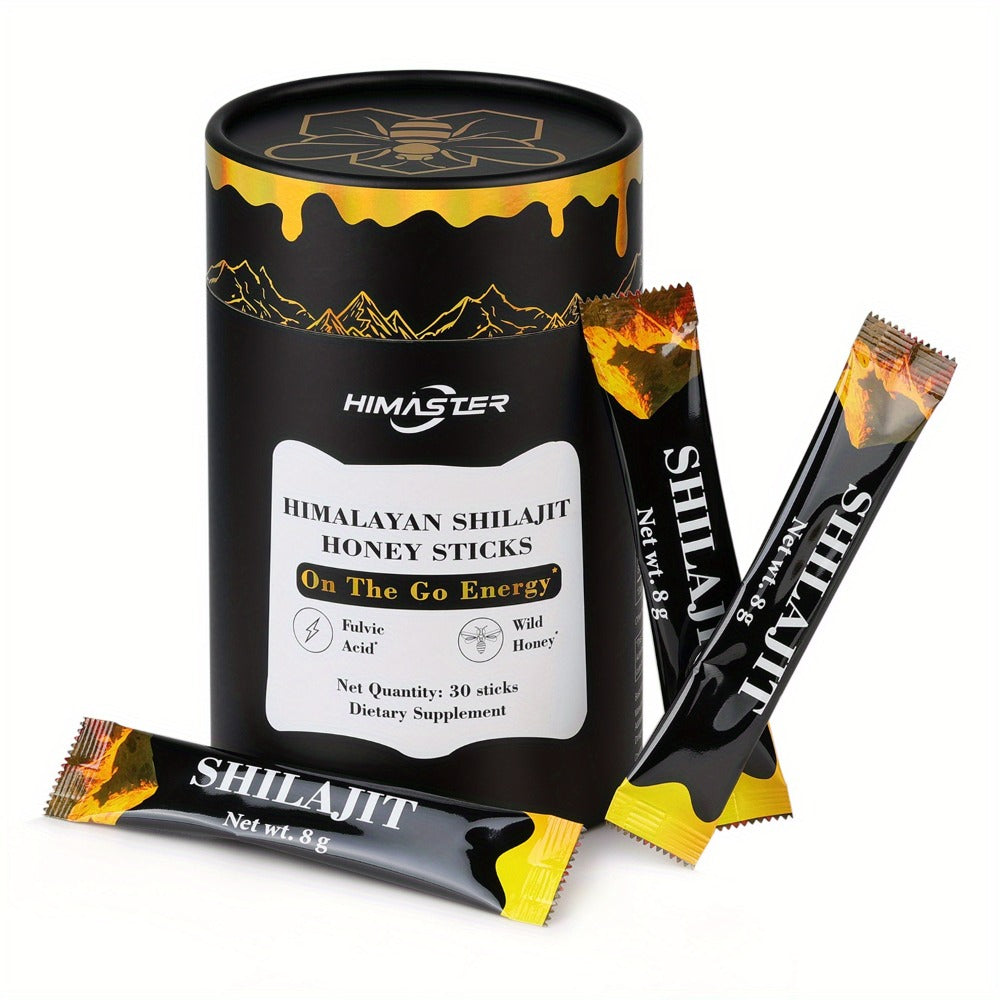 Herbal Supplement with HIMASTER Label, Himalayan Shilajit Honey Sticks, 30 Individually Wrapped 8g Sticks