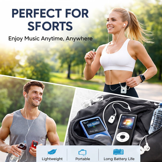 Portable MP3 Music Player with 1.8" LCD Display, Compact Digital Audio Player with FM Radio, Voice Recorder, Expandable Storage, Earphones Included, for Kids Adults Travel Gym Outdoor