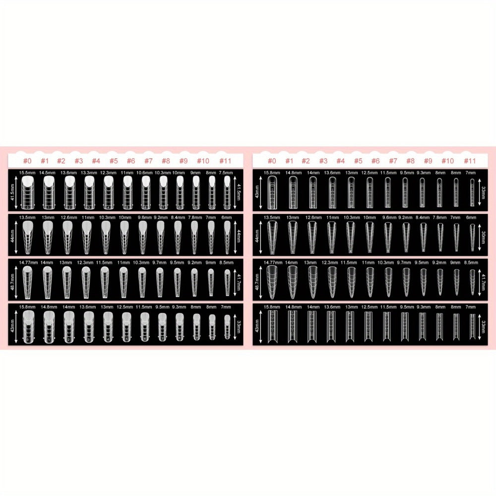 Poly Gel Nail Extension Form Kit - 192pcs Dual Forms, 96pcs Reusable Pads, 8 Shapes Acrylic Mold, Brush Pen