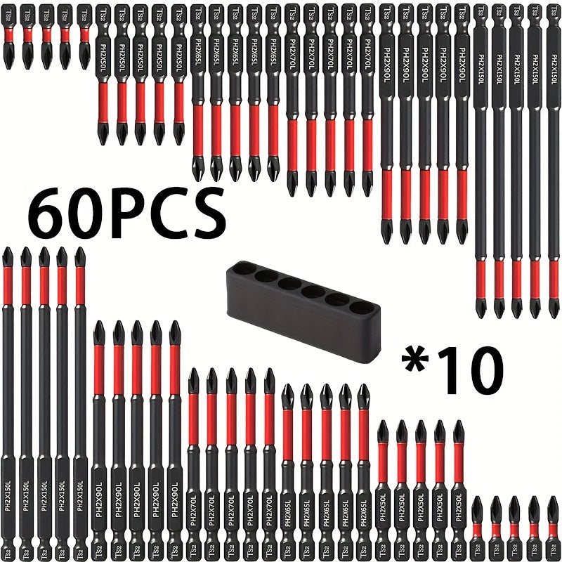 Magnetic PH2 Screwdriver Bit Set with 2-, 24- or 60-Piece Checkout Options and Mixed Lengths