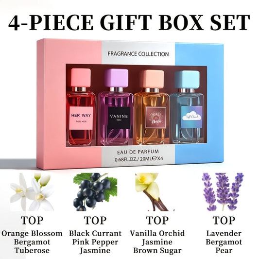 Women's Perfume Gift Set 4pcs EDP Long-Lasting Floral Fragrance Spray for Dating Parties Special Occasions 4 Scents 0.68oz Each Holiday Gift for Her