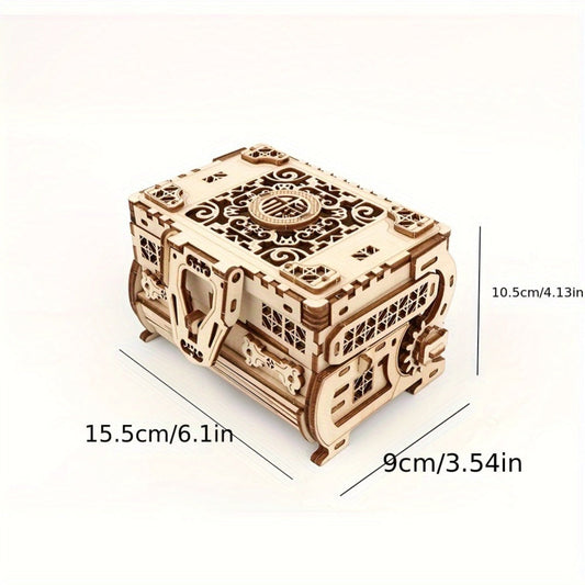 DIY Craft Kit - 3D Wooden Jewelry Box Puzzle Woodworking Handcrafted Elegant Storage for - product detail view 2