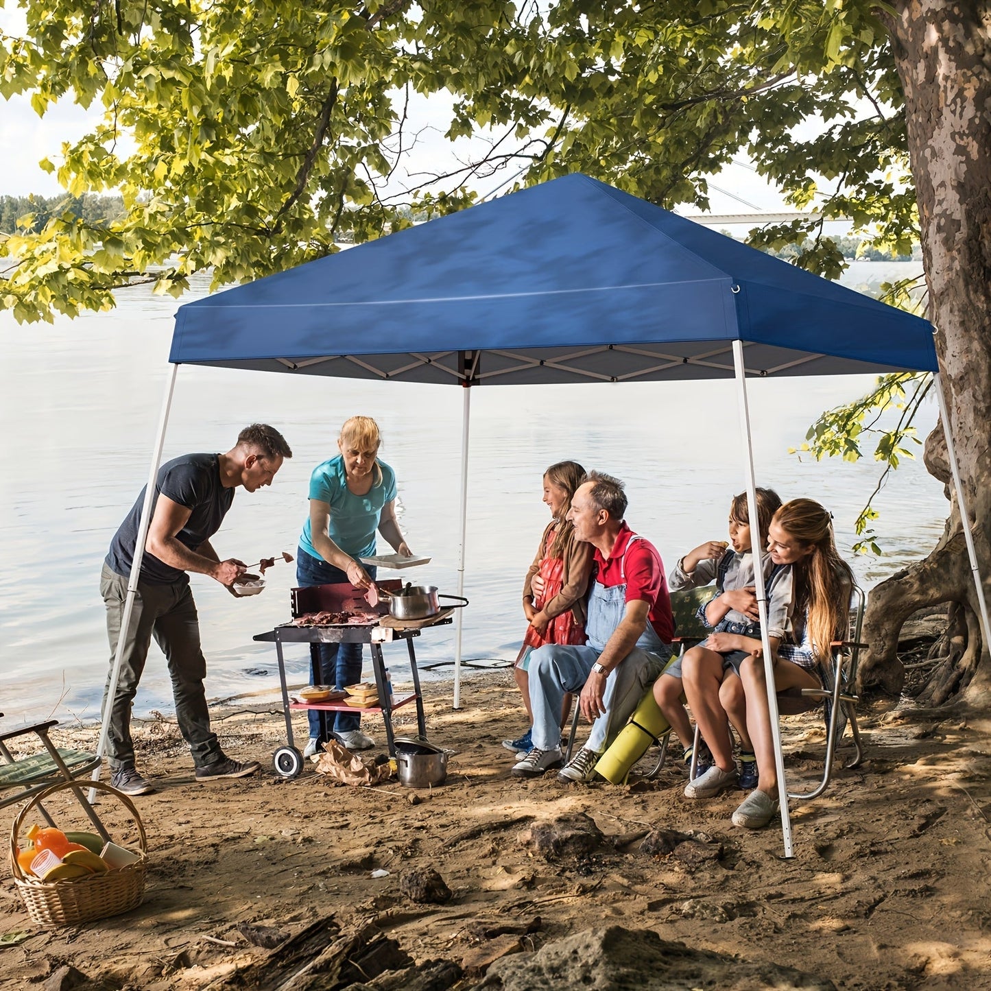 10-by-10-Foot Pop-Up Canopy Tent with Blue or White Standard and Thickened-Fabric Checkout Options