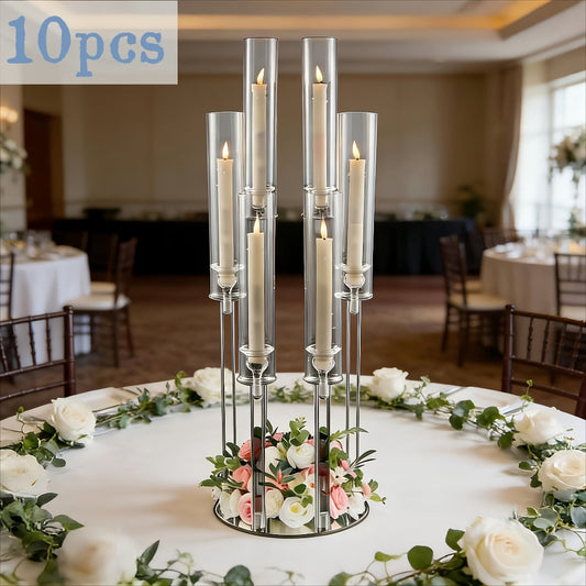 Acrylic Candelabra 6-Arm Candlestick Holder 26.8 Inch Clear Crystal Candle Holders Bulk for Wedding Table Centerpieces, Party Home Decoration, Valentine's Day Anniversary Christmas