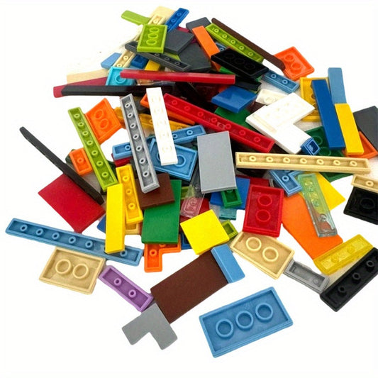 Bulk Flat Tile Building Blocks 150 Pcs – Smooth Thin Plate Bricks 1x1 1x2 1x6 LEGO Compatible MOC Accessories Kids Creative Building DIY Brick Refill Set 6 Colors