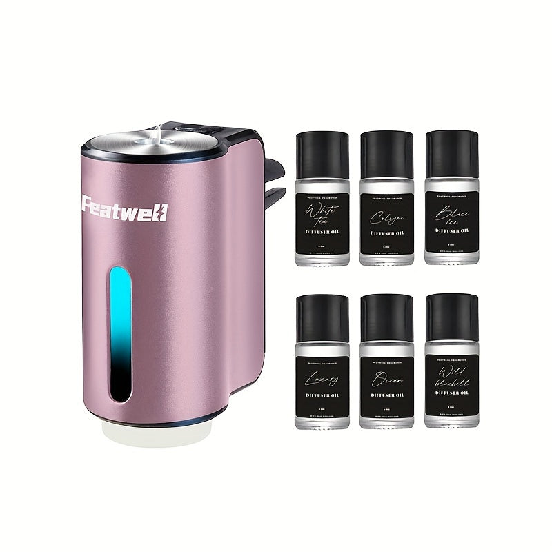 Car Essential Oil Diffuser – USB Aromatherapy Air Freshener with 3 Adjustable Mist Modes, Humidifier & Fragrance Diffuser for Vehicle Interior, Red, Grey & Pink