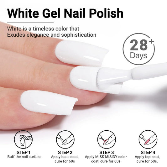 Gel Nail Polish – Odorless Black & White 0.54oz MISS MISIDY Soak-Off UV LED Durable High Gloss – Self-Leveling Easy Application for…