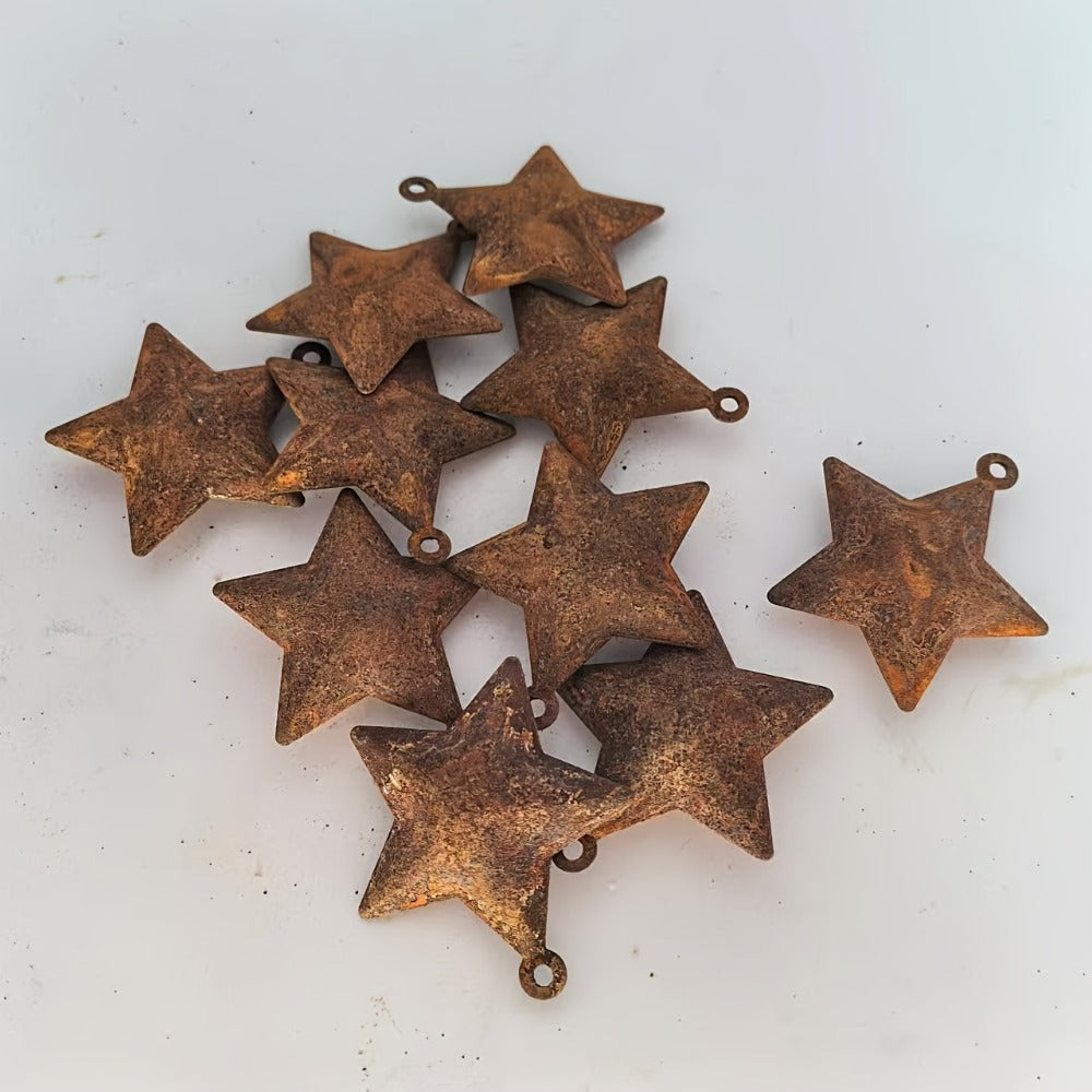 62-Piece Rustic Christmas Bell and Star Craft Set with Heart Shapes and Two 10 m Rope Rolls