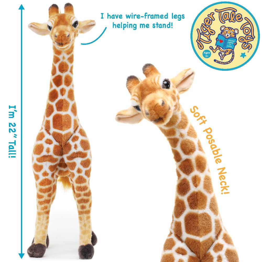 Jocelyn Poseable Giraffe Stuffed Animal 22 Inch – Baby Kenyan Giraffe Plush Toy with Story Card CPSIA ASTM Safety Certified Soft Realistic Safari Gift for Kids Boys Girls Ages 3+